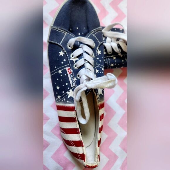 Superga 4th of July kicks RED WHITE BLUE Size 10 - Picture 3 of 7